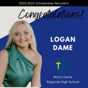 Congraulations! Logan Dame, Notre Dame Regional High School